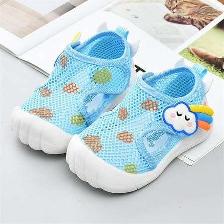 

Hinvhai Baby Summer Printed Sandals Clearance Casual Breathable Mesh Rubber Sole Non-Slip Soft Sole Outdoor Shoes for Boys Girls Blue 5 Months