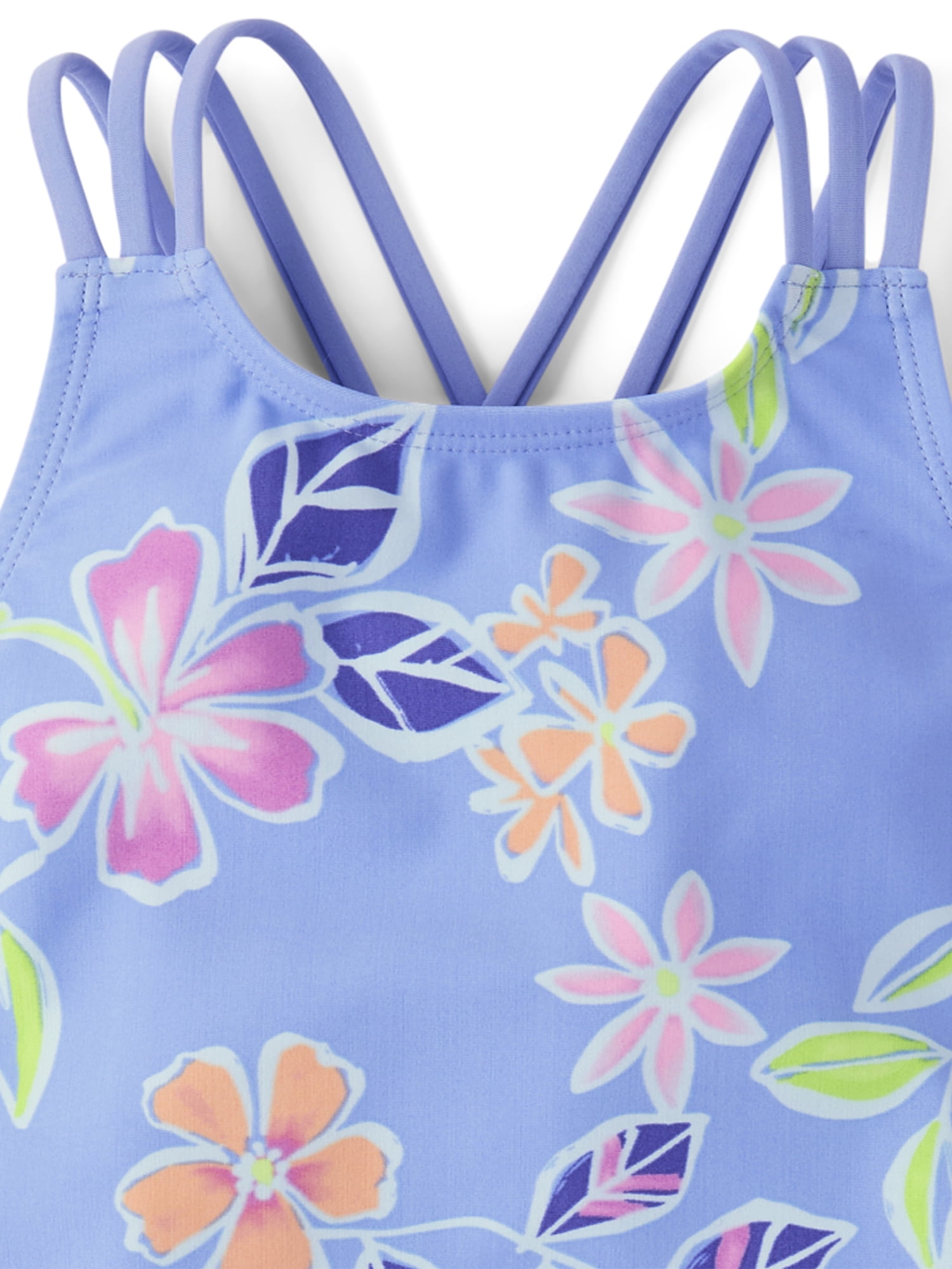 The Children's Place Girls Sleeveless Printed Cross Back One Piece Swimsuit, Sizes XS-XXL