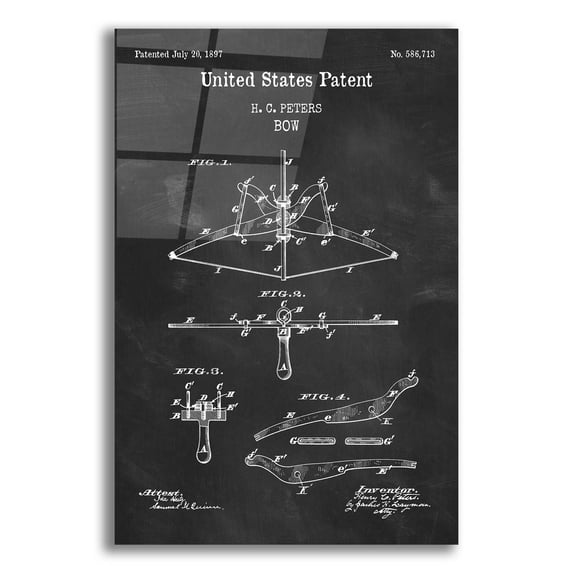 Epic Art 'Bow Blueprint Patent Chalkboard,' Acrylic Glass Wall Art, 12"x16"