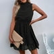 thumbnail image 2 of Vestido corto de gasa con volantes, escote de encaje y diseño sin mangas, estilo veraniego, 2 of 6