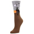 thumbnail image 2 of MeMoi Women's Starry Night Cat Halloween Crew Socks - Womens - Female, 9-11, Imperial Purple, 2 of 2
