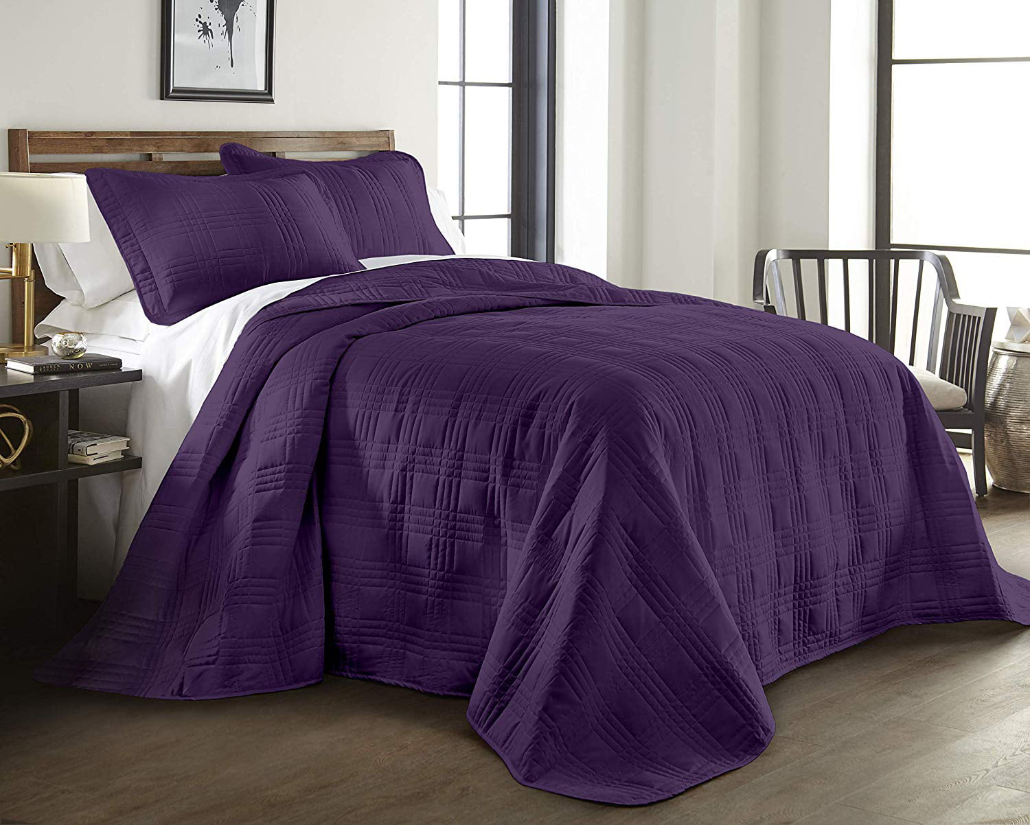 Chezmoi Collection Austin 3-piece Oversized Bedspread Coverlet Set 16 Colors 