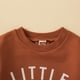 thumbnail image 3 of Gibobby Conjunto de camisas y pantalones largos para niños Ropa de otoño para bebés y niñas pequeñas, sudadera con estampado de letras, conjunto de ropa de chándal(Café,2-3 Años), 3 of 5