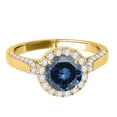 thumbnail image 2 of Mauli Jewels Engagement Rings for Women 1.25 Carat Halo Blue Diamond Engagement Ring Crafted 4 Prong-Setting 14k Solid Yellow Gold, 2 of 7