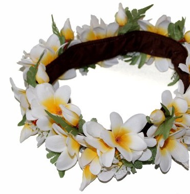 The White and Yellow Hawaii Plumeria Headband haku lei - Walmart.com