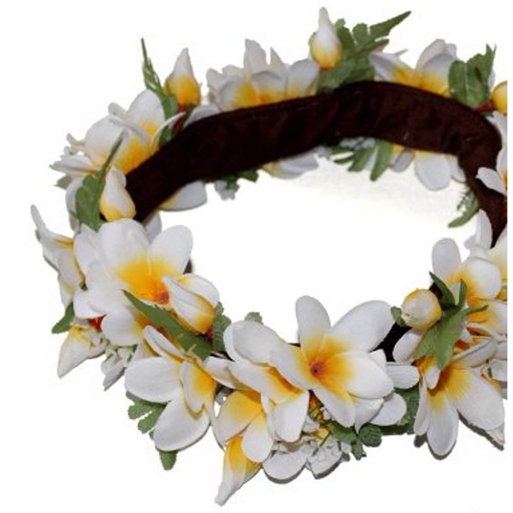 Hawaiian Headband The White and Yellow Hawaii Plumeria Headband haku