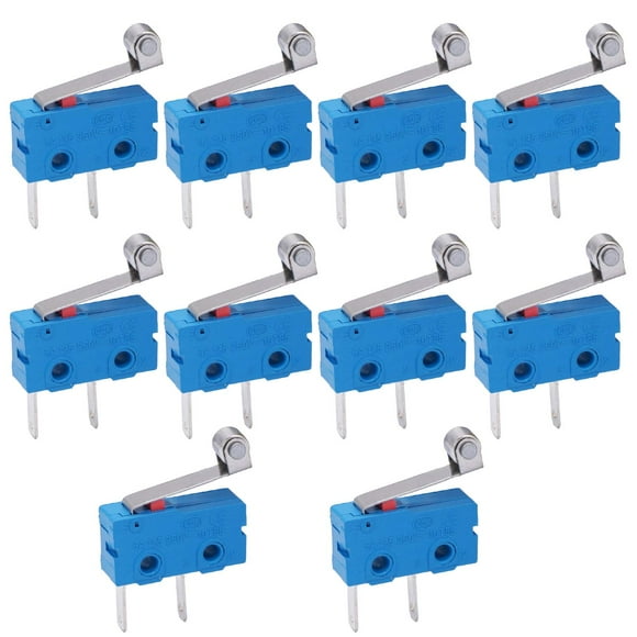 Twidec/10Pcs Mini Micro Limit Switch 5A 125 250V AC SPDT 1NO Short Metal Hinge Roller Lever Arm Switch 2 Pins Snap Action Button Type KW11-3Z09
