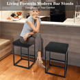 thumbnail image 5 of Nathaniel Home, Bar Stools Set of 2, PU Leather Metal Square Barstools, Backless Kitchen Dining Cafe Stool, Upholstered Bar Stool with Footrest, 24 Inch Black, 5 of 7