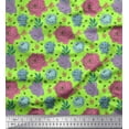 thumbnail image 1 of Soimoi polyester Crepe Fabric Leaves,Periwinkle & Peony Floral Printed Fabric 1 Yard 42 Inch Wide, 1 of 1