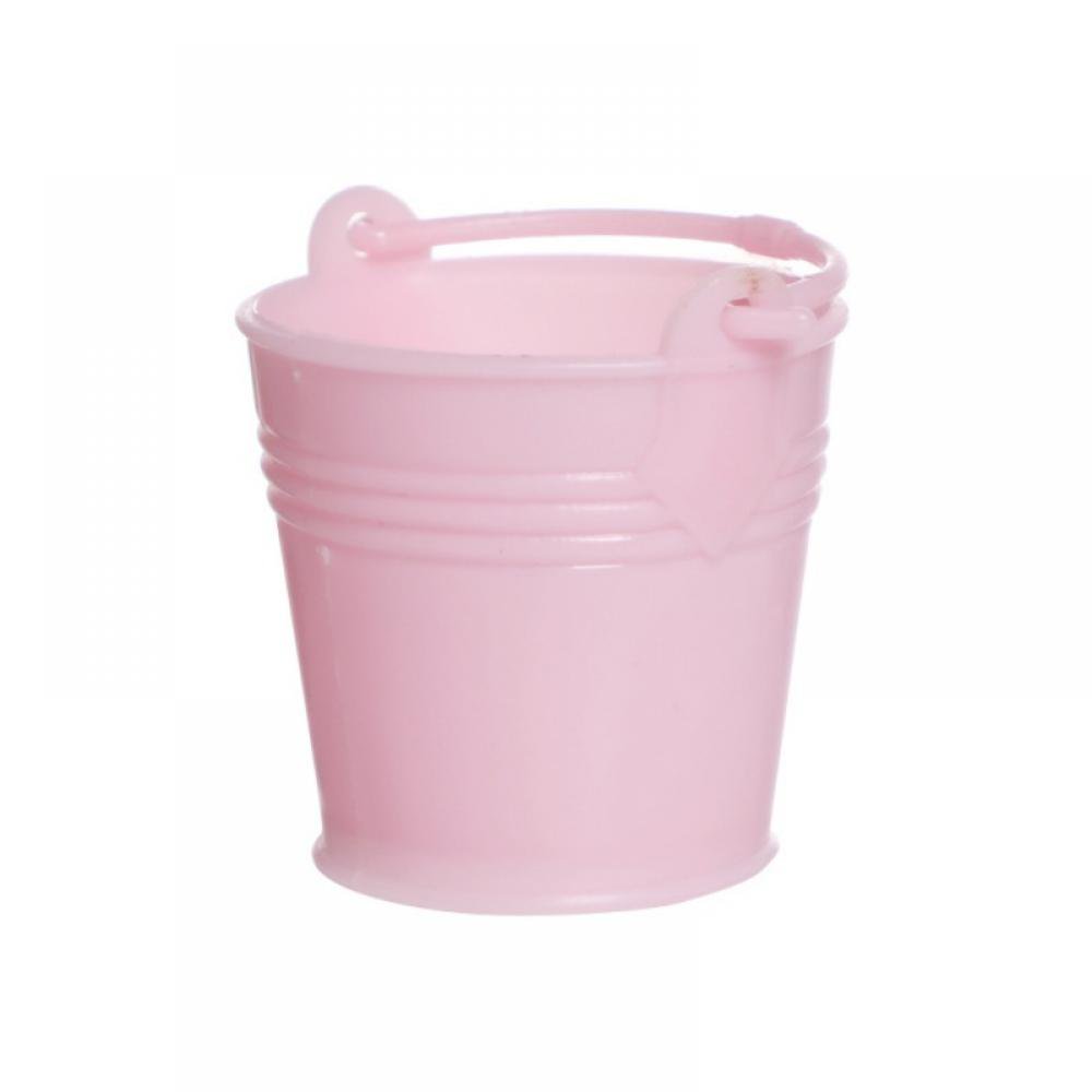 Small Plastic Bucket &Tinplate Pails with Handles for Party Favors Easter Bathroom Kitchen