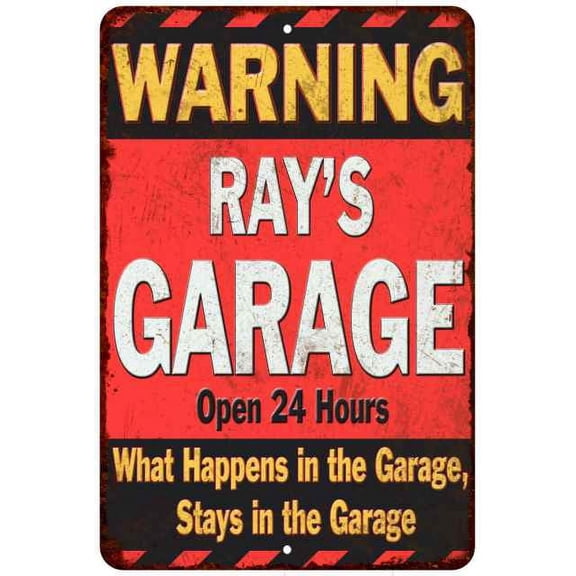RAY'S Garage Warning Man Cave Wall Decor 8x12 Metal Sign 108120030135