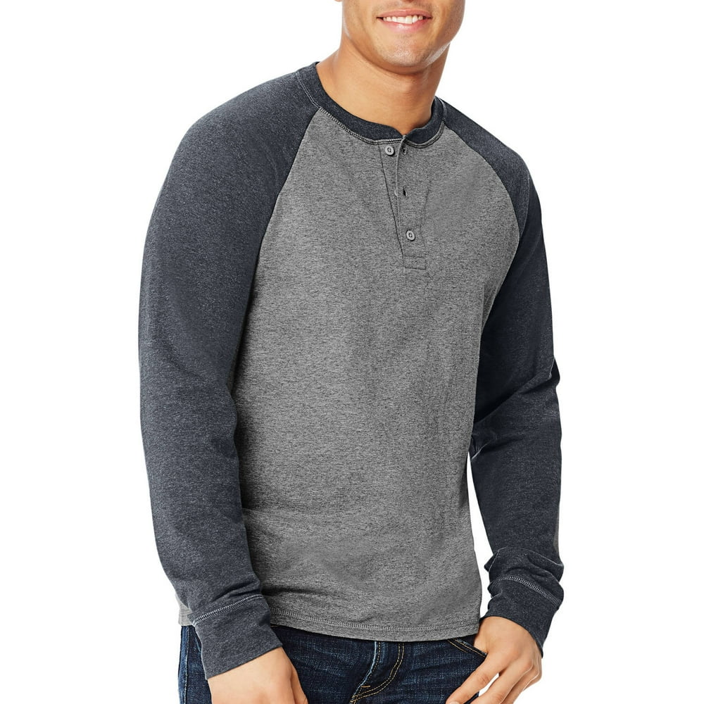 Download Hanes - Men's X-temp Long Sleeve Colorblock Raglan Henley ...