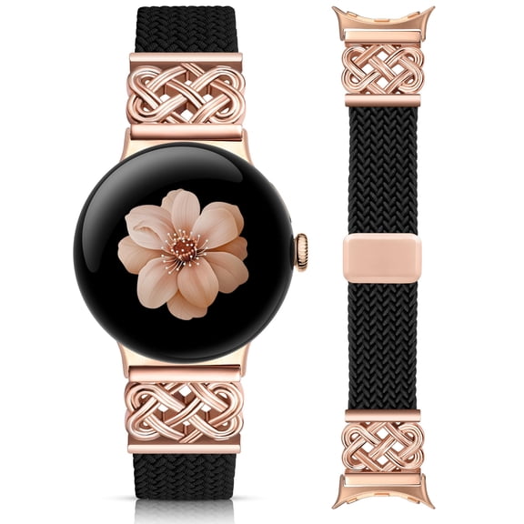 Wearlizer Braided Magnetic Band Compatible with Google Pixel Watch 4/3 41mm, Stretchy Nylon Watch Band for Women Men, Celtic Knot Jewelry Style Strap for Pixel Watch 2/1