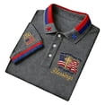 thumbnail image 2 of EliteGoogv Men Polo Shirt Patriotic Commemorative Graphic Print Short Sleeve Collared Shirt For Men 4th of July Outfit 250th Independence Day Grey L, 2 of 7
