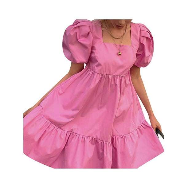 Long Sleeve Babydoll Dress For Women D-Sun Women's Y2K Babydoll Mini Dress   Long Puff Sleeves, Lace Detail, Flowy A-Line Fit Puff Sleeve Babydoll  Dress