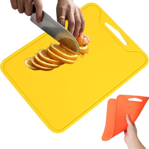 Thick Silicone Cutting Board, Portable Double Side Non Scratch Flexible Mat for Chopping with Easy Grip, 30x22cm, 1 Piece