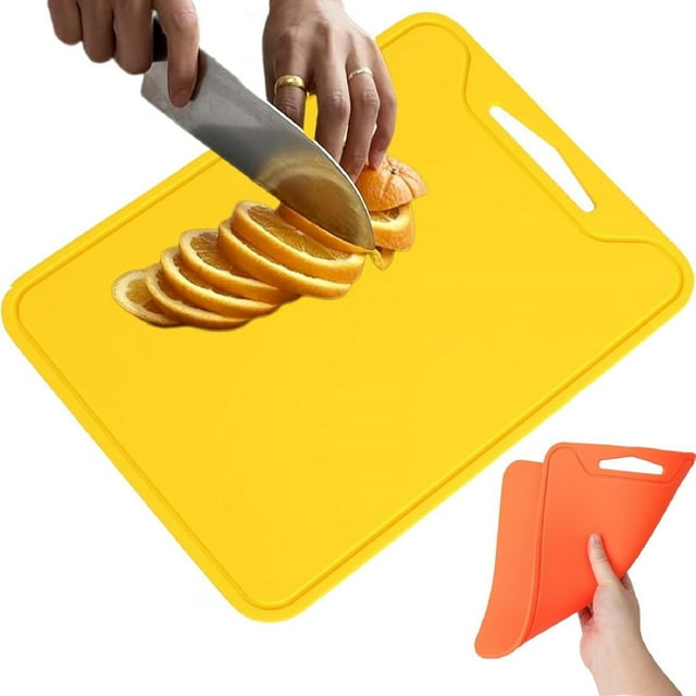 Silicone Cutting Board TASTAN Double-Side Non-Scratch Silicone Cutting Board - Thick & Flexible Chopping Mat with Juice Groove, Portable & Easy Clean for Kitchen & Travel, Flexible Chopping Mat