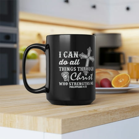

All Things Through Christ Christian Mug Bible Verse Gift Philippians 4:13