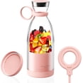 thumbnail image 1 of Licuadora Portátil 350ml 4 Cuchillas Acero Inoxidable Vasos Viaje Batidos Smoothies USB Recargable Rosa, 1 of 6