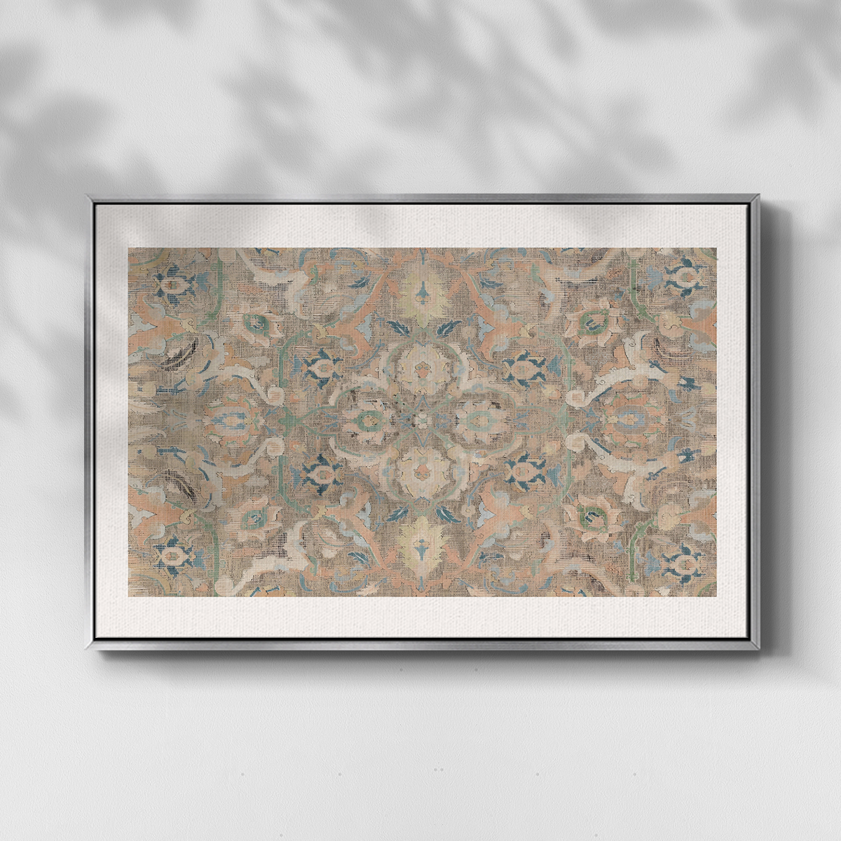 Vintage Abstract Print-II Framed in Silver Wood Gallery Wrapped Canvas 25 in. x 37 in.