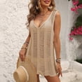 thumbnail image 2 of Deep V Neck Lace Knit Beach Cover Up Dress for Women Sexy Hollow Out Bikini Outerwear with Cut-Out Design, Swimwear Coverup for 2025, 2 of 4