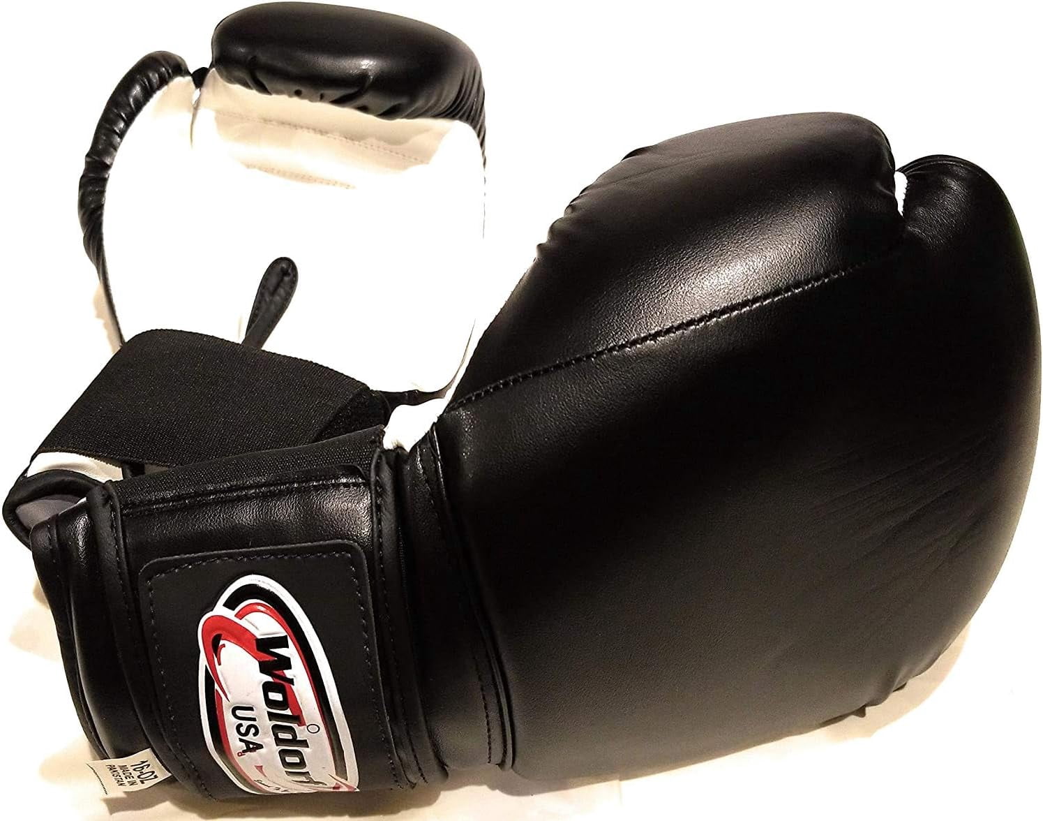 Woldorf USA Boxing Bag Gloves in Vinyl 6oz Black, Grappling, Kickboxing, Fighting Gloves, Muay Thai Training Gloves, Heavy Bag Speed Punching Gloves.