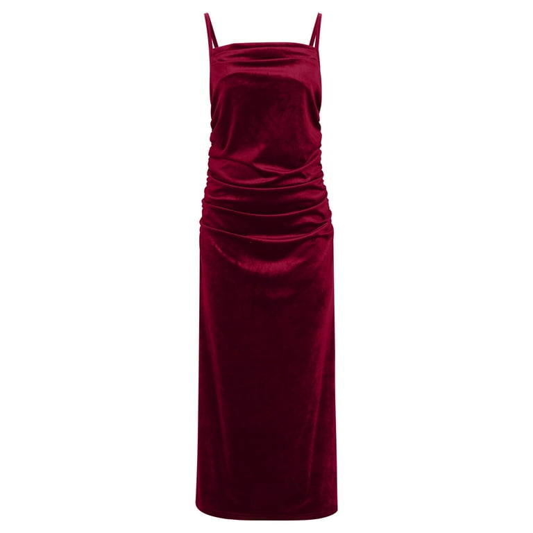 Miqool Women's Velvet Cocktail Dresses Spaghetti Straps Bodycon Ruched Mermaid Formal Dresses Evening Party Midi Dresses Prom Gown (Wine,M), Size: Miqool Women's Velvet Cocktail Dresses Spaghetti Straps Bodycon Ruched Mermaid Formal Dresses Evening Party Midi Dresses Prom Gown (Wine,M), Size: