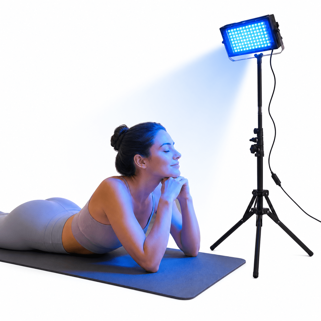 96 LED Blue Light Tanning Lamp for Home Use, 460nm Indoor Sun Lamp with Adjustable Tripod Stand for Face and Body Light Therapy