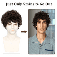 thumbnail image 5 of Morovan Men's black Curly Wig - Short Texture Synthetic Hair Suitable for gatherings and daily activities, 5 of 7