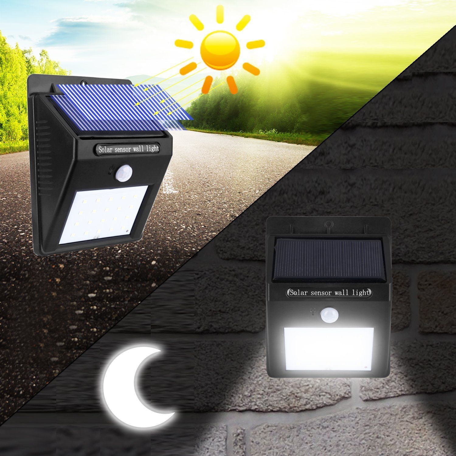Tagital Solar LED Motion Sensor Flood & Security Lights, 20 LEDs, Waterproof, 4-Pack