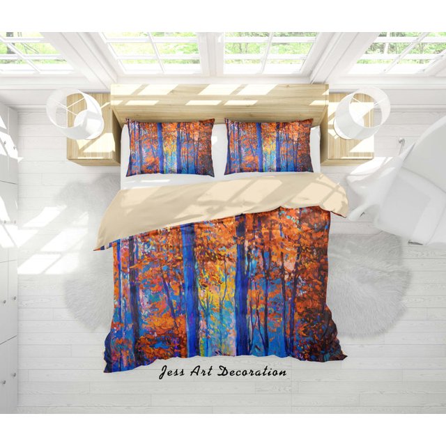 3D Colorido Bosque Pintura al Óleo Funda de edredón Set Ropa de Cama Set Funda Nórdica