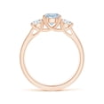 thumbnail image 2 of ANGARA Natural Classic Round Aquamarine and Diamond Three Stone Ring in 14K Rose Gold for Women (Size-6mm) | March Birthstone, Birthday, Anniversary, Jewelry Gift for Women | Natural Aquamarine Ring, 2 of 9