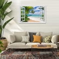 thumbnail image 2 of Beach Pictures Canvas Wall Art Fake Open Window Ocean Seagull Birds Blue Natural Scene Landscape for Living Room Decor, 2 of 6