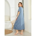 thumbnail image 4 of Avidlove Women Zipper Front Robes Full Length Housecoat Short Sleeve Bathrobes with Pocket Loungewear, 4 of 7