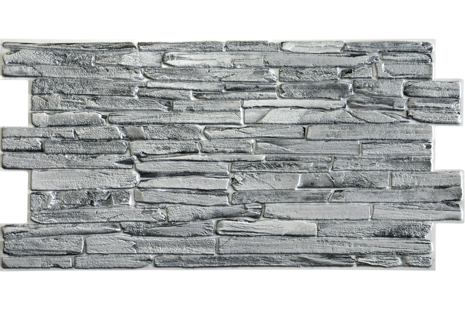 Grey Faux Slate, 3.2 ft x 1.6 ft, PVC 3D Wall Panel, Interior Design