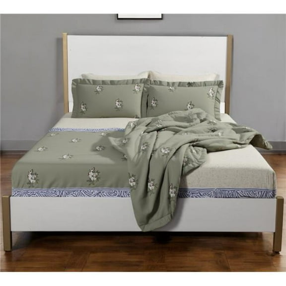 HomeRoots 524810 Natural & White Solid Wood & Upholstery California King Size Bed Frame