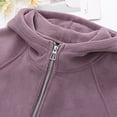 thumbnail image 4 of BiZtdJrK Jackets for Women Oversized Polar Fleece Hooded Coats Casual Long Sleeve Zip Up Hoodies Solid Color Sweatshirts Jackets with Pockets Prime Sales Today Purple XXL, 4 of 8