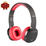 Wireless Headset with Mic, Foldable Bluetooth Headphone with 3.5mm Audio Jack, Built-in Noise Cancelling Microphone, Support for Plug-in Card, for PC, Phone(Red)