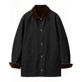 thumbnail image 4 of Mittory Women's Corduroy‑Trimmed Collar Button‑Down Jacket Long Sleeve Casual Work Coat with Big Patch Pockets, 4 of 8