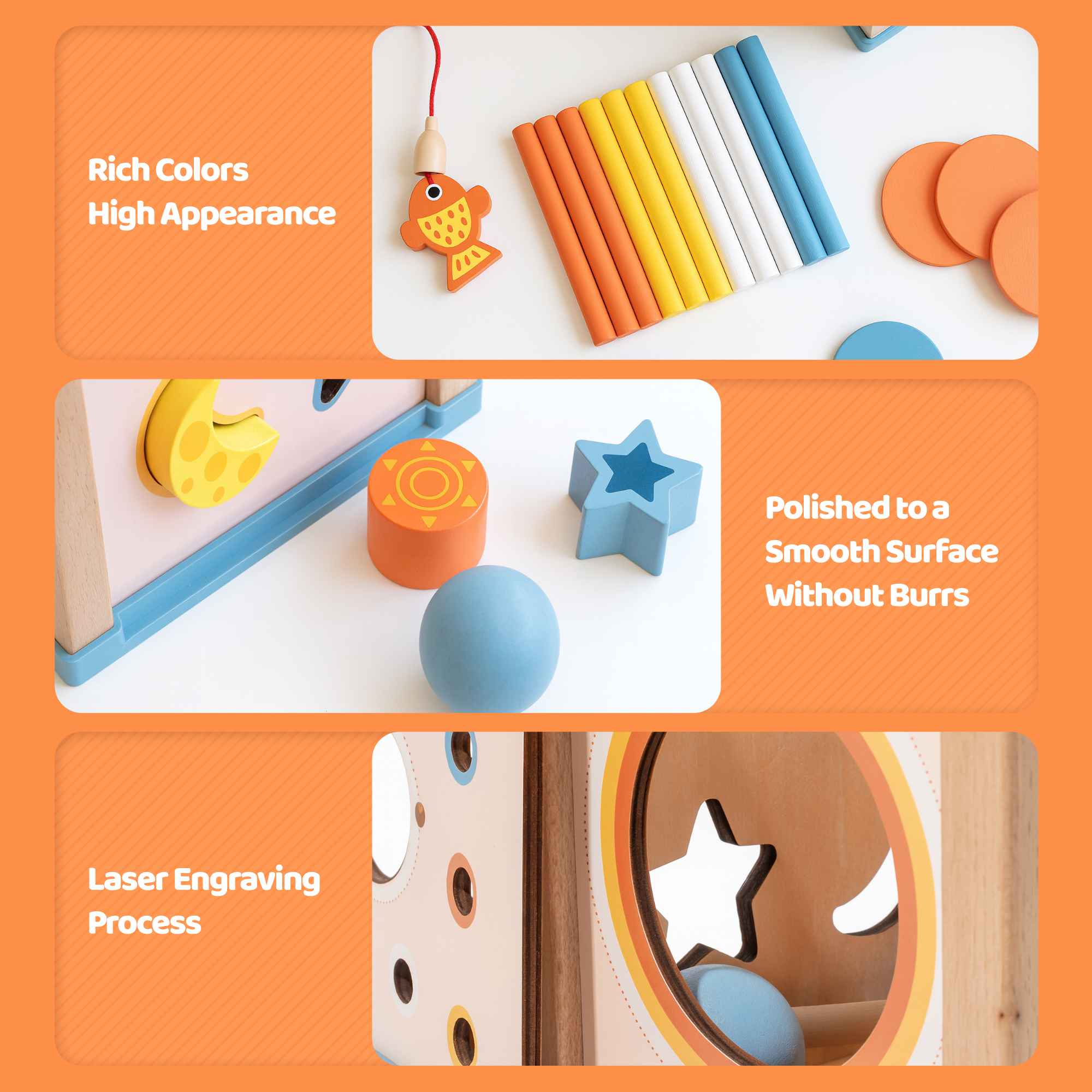 LieGorJi 8 in 1 Wooden Activity Cube, Montessori Toys Set, Educational Developmental Toy, Birthday Gifts for 6-12 Month 1-3 3-5 Year Old