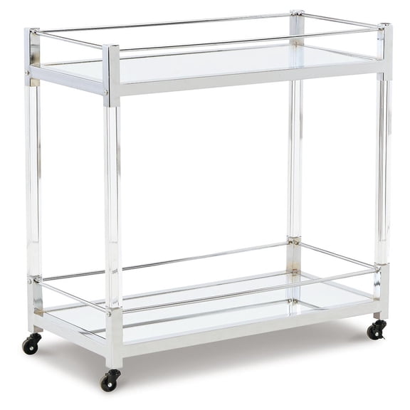 Signature Design by Ashley Casual Chaseton Bar Cart Clear/Silver Finish
