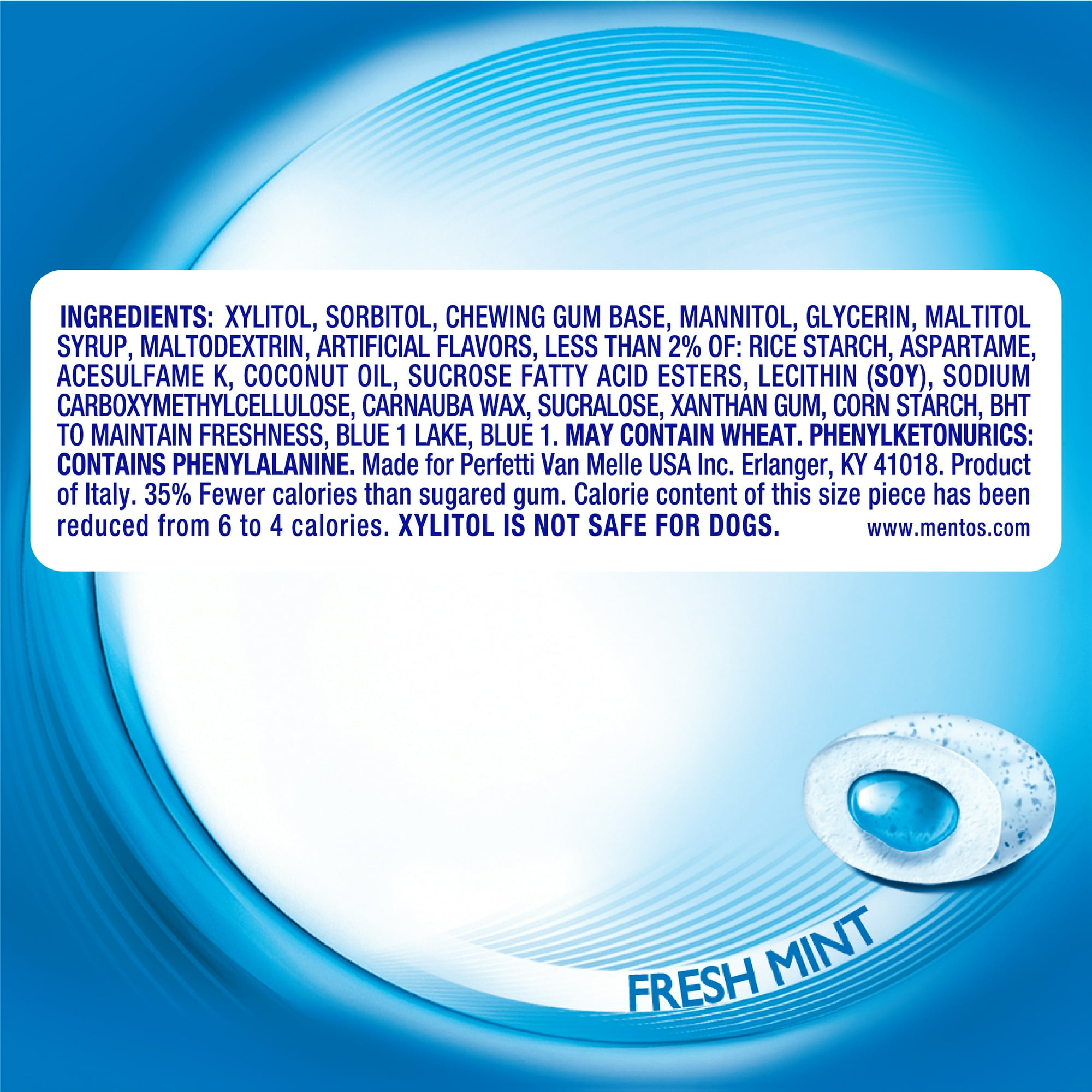 Mentos Pure Fresh Sugar-Free Chewing Gum, Fresh Mint, 10 Piece Bottle