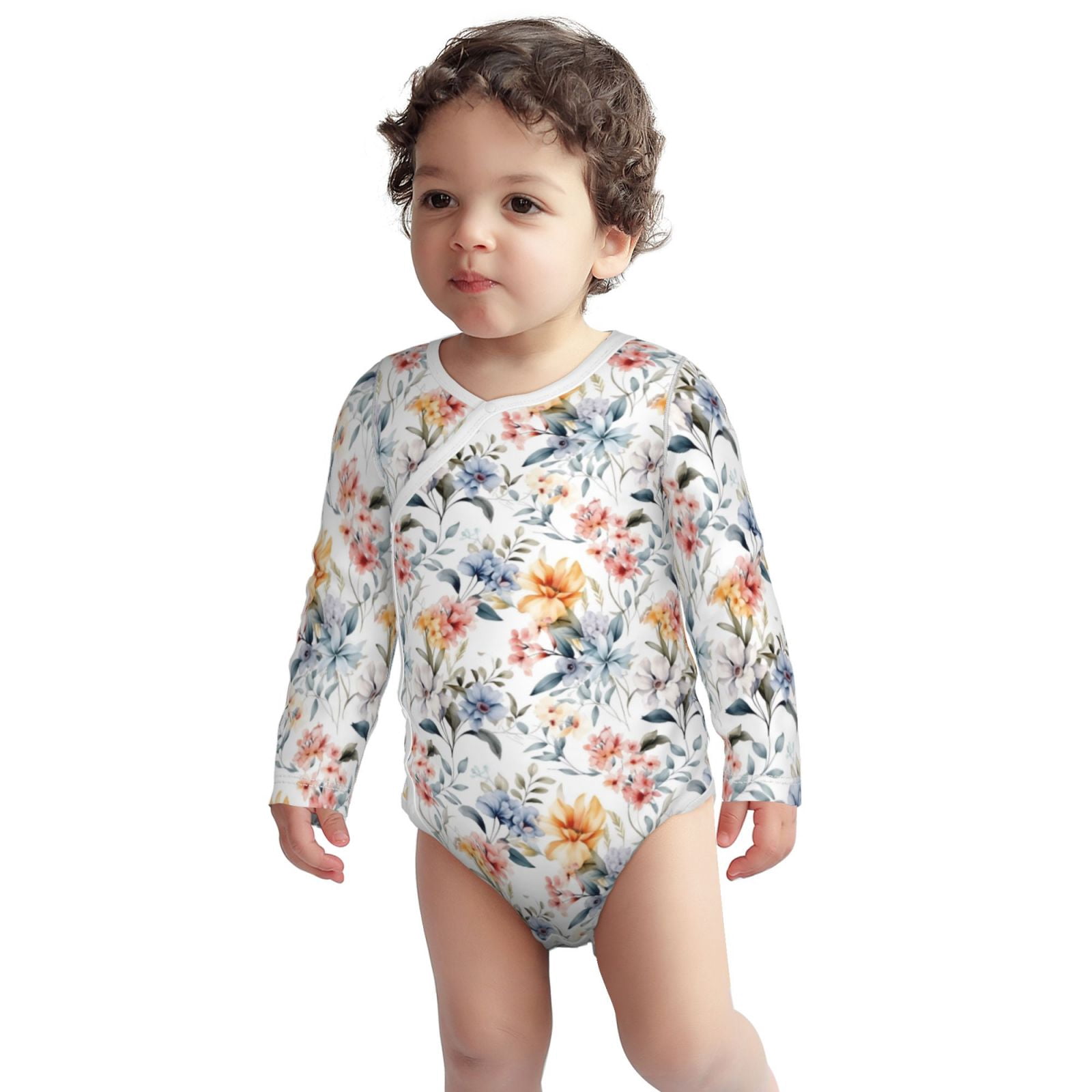 Xecao Lilies Flowers Print Baby unisex-baby Cotton Long-sleeve Bodysuits-18 Months