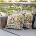 thumbnail image 4 of Happy Easter Pillow Covers 2 Pack Gnome Rabbit Ear Pink Daisy Flower Green Leaf Vintage Pillowcase Waterproof Outdoor Throw Pillow Cover for Patio Garden Square Cushion 16”x16”, 4 of 9