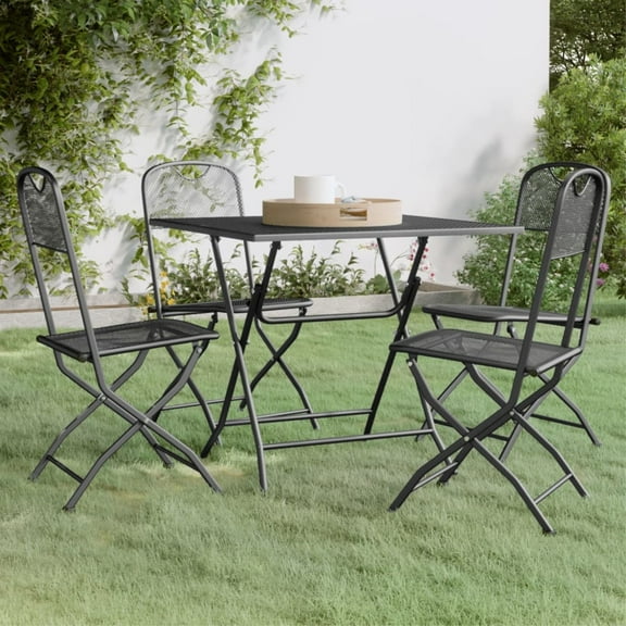 Casafoyer 5 Piece Patio Dining Set Expanded Metal Mesh Anthracite
