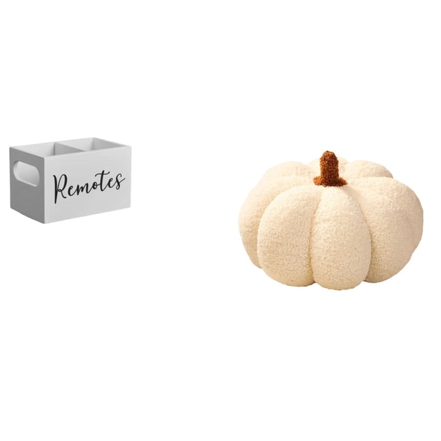 Organizador de almacenamiento de escritorio,Soporte para control remoto de TV de madera,Almohadas de calabaza de Halloween,Almohadas de calabaza de Halloween Decoración del hogar Suave,Cojines