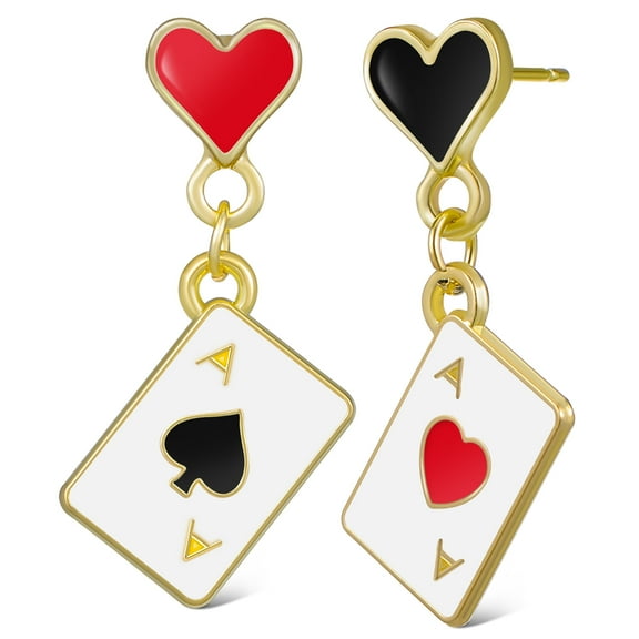 NICEXMAS Jewelry Love Playing Card Earrings 2.80X1.80X1.80CM