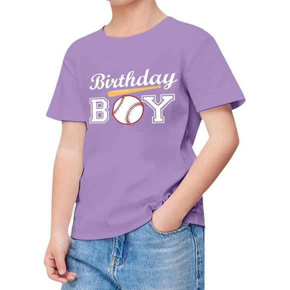 TOOYOU Teen Boys T Shirt Child Short Sleeve Happy Brithday Prints Tee Solid Color Trendy Boy Fans Present Tops Toddler Cozy Tops Size 1-2 Years