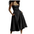 thumbnail image 1 of Vestido sin mangas y sin espalda para mujer - Vestido largo de color liso con corte en A, poliéster, ropa de fiesta y playa, 1 of 5