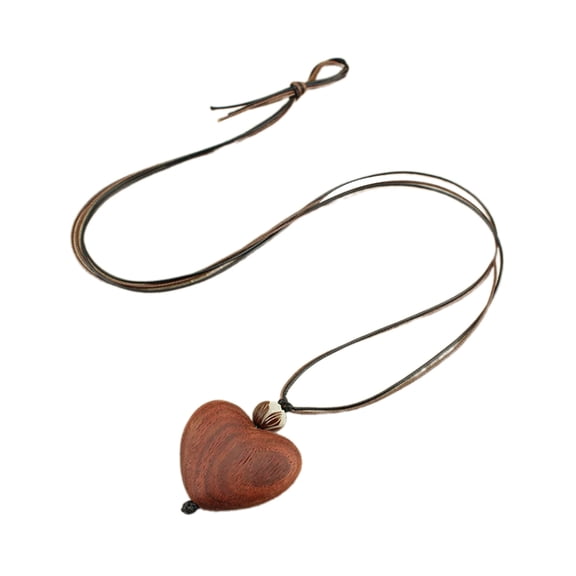 Aellinatey Elegant Sturdy Wood Heart Pendant Necklace Accessory for Nature Lovers